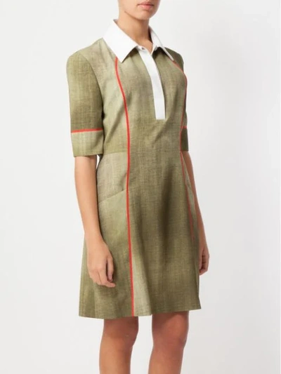 Shop Fendi Polo Collar Dress In Green