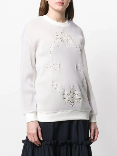 Shop Stella Mccartney Sheer Embroidered Sweatshirt In White