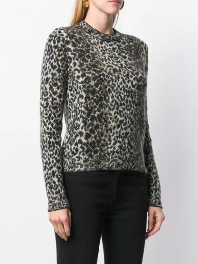 Shop Saint Laurent Leopard Intarsia Jumper In Black