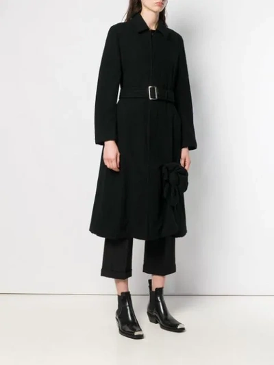 Pre-owned Comme Des Garçons Long Belted Coat In Black