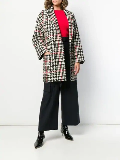 RED VALENTINO DOUBLE BREASTED HOUNDSTOOTH COAT - 红色