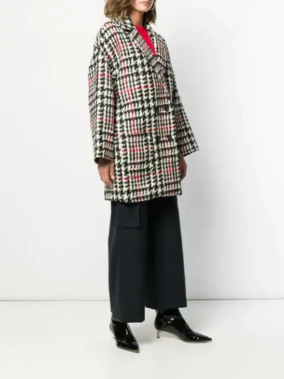 RED VALENTINO DOUBLE BREASTED HOUNDSTOOTH COAT - 红色