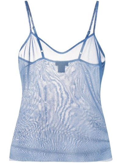 Shop Avant Toi Sheer Vest Top In Blue