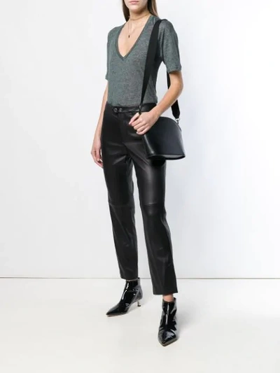 Shop Isabel Marant Cropped Leather Trousers In Black