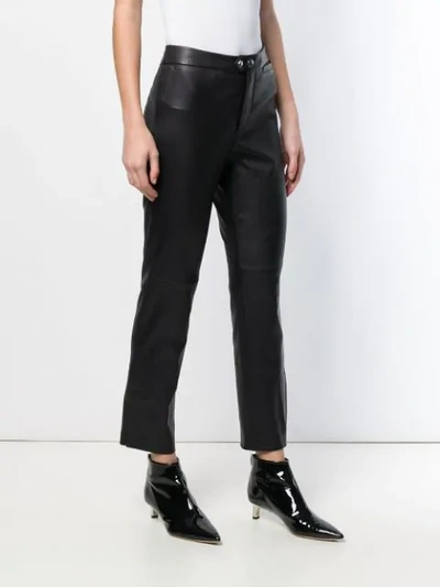 Shop Isabel Marant Cropped Leather Trousers In Black