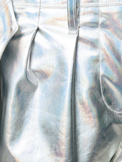 Shop Pinko Holographic Shorts In Silver