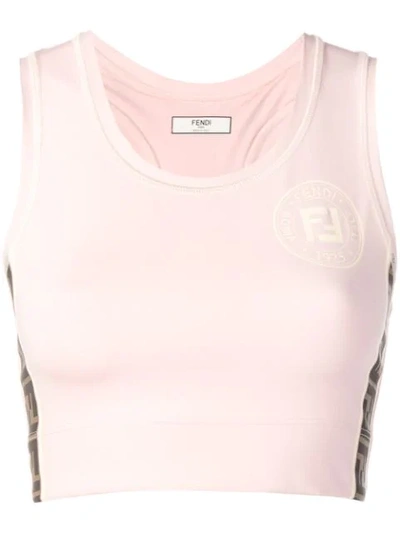 Shop Fendi Logo Cropped Vest Top - Pink