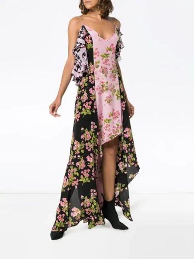 Shop Natasha Zinko Rose Print Silk Maxi Dress In Pink