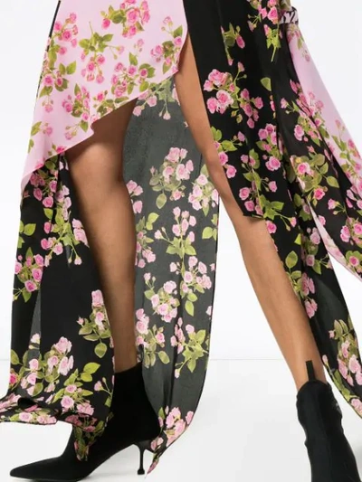 Shop Natasha Zinko Rose Print Silk Maxi Dress In Pink