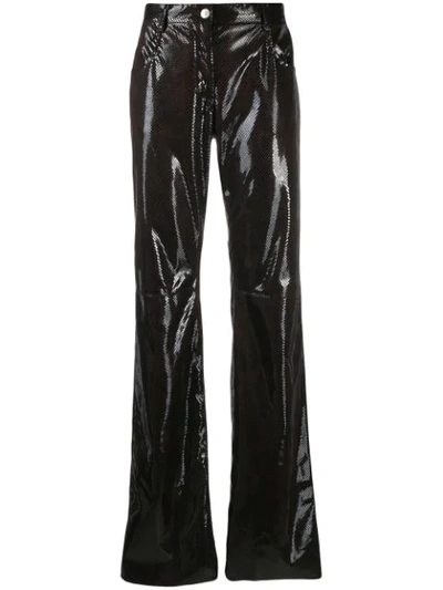 Shop Msgm Python Print Trousers In Brown