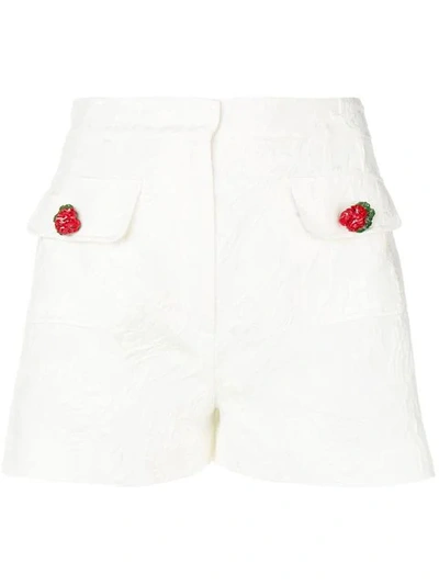Shop Dolce & Gabbana Jacquard Floral Shorts In White