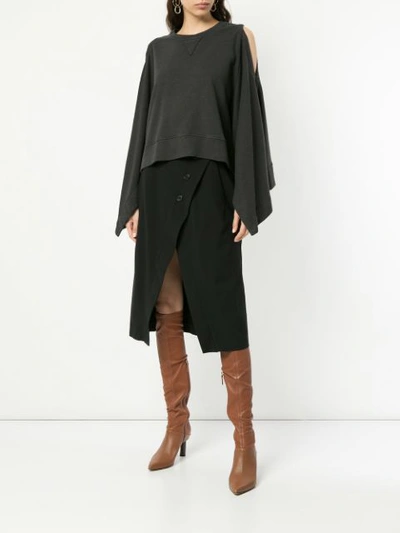 Shop Kitx Button Front Slit Skirt - Black