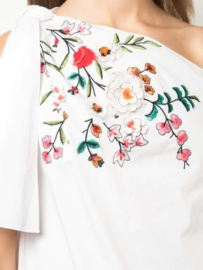 Shop Carolina Herrera Floral Embellished Blouse In White