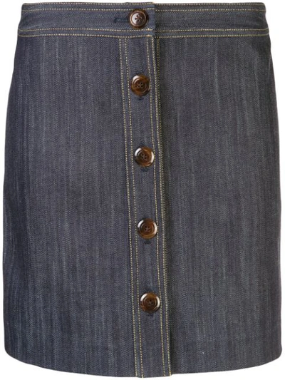 Shop Adam Lippes Buttoned Mini Skirt In Blue