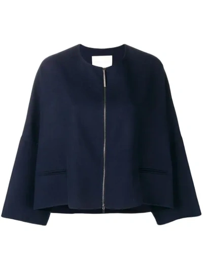 Shop Fabiana Filippi Zipped Cape In Blue