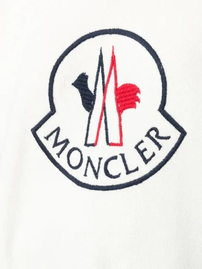 Shop Moncler Logo Embroidered Sweater In White