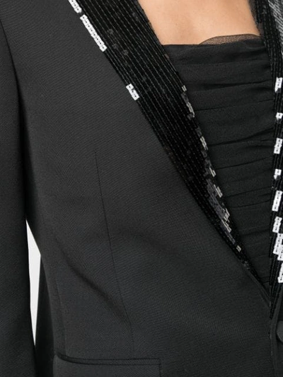 Shop Saint Laurent Sequin-embroidered Lapel Blazer In Black