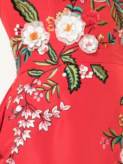 Shop Carolina Herrera Floral Embroidered Evening Dress In Red