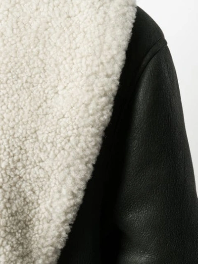 Shop Loewe Shearling Lining Belted Coat In 1100 Black