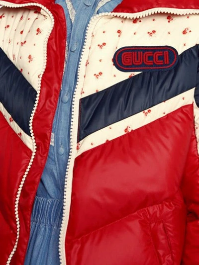 Shop Gucci Nylon Jacket With  Patch In Red