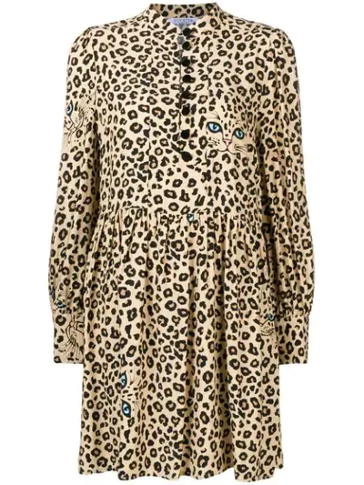 Shop Vivetta Leopard Flared Shirt Dress - Neutrals