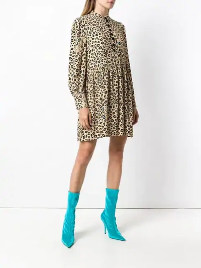 Shop Vivetta Leopard Flared Shirt Dress - Neutrals