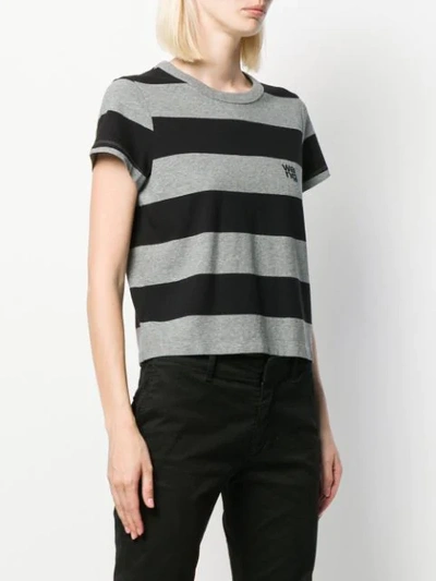 Shop Alexander Wang Striped Short-sleeve T-shirt In Charcoal/black