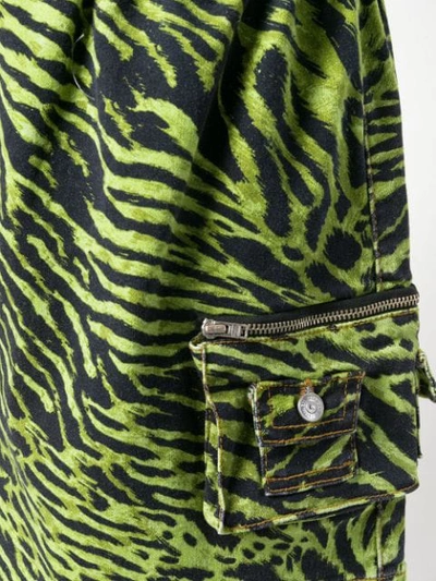 Shop Ganni Tiger Print Shorts In Green