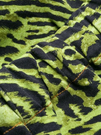 Shop Ganni Tiger Print Shorts In Green