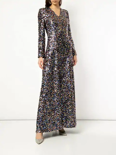 Shop Ingie Paris Sequin Long Dress In Multicolour