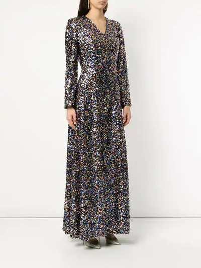 Shop Ingie Paris Sequin Long Dress In Multicolour