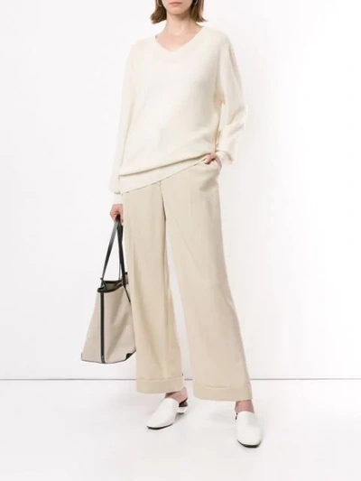 THE ROW HIGH-WAISTED WIDE LEG TROUSERS - 棕色