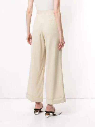 THE ROW HIGH-WAISTED WIDE LEG TROUSERS - 棕色