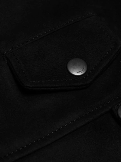 Shop Saint Laurent Shearling Biker Jacket In Black