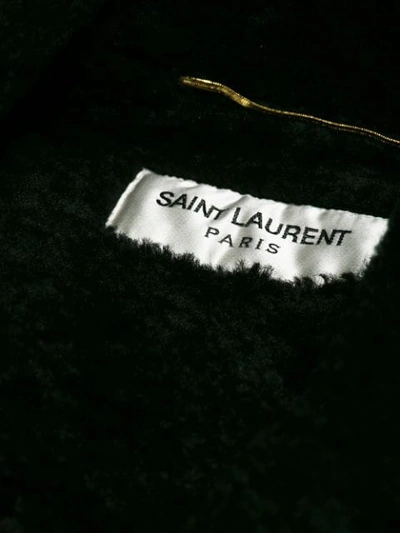 Shop Saint Laurent Shearling Biker Jacket In Black