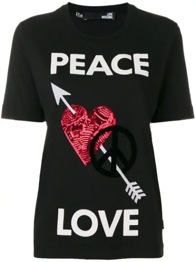 Shop Love Moschino Peace Love T-shirt - Black