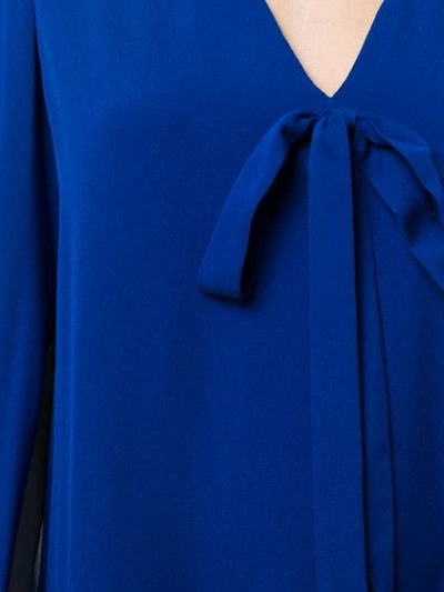 Shop Elie Saab Cape Long Dress In Blue