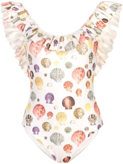 Shop Agua By Agua Bendita Seashell Print One-piece - White