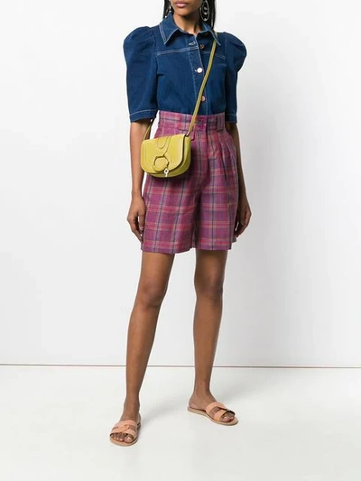 Shop Etro Plaid High-waisted Shorts In Pink