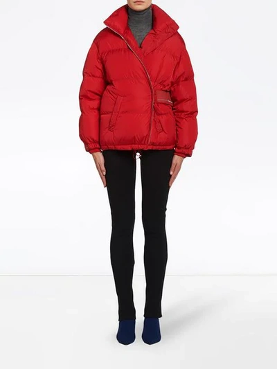 Shop Prada Short Puffer Jacket In Red