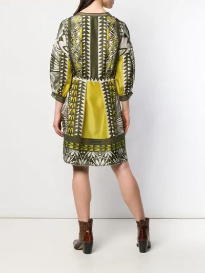 Shop Alberta Ferretti Geometric Pattern Tunic Dress In Green