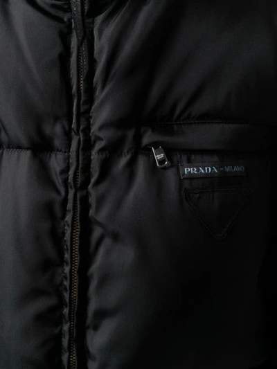 Shop Prada Oversized Reversible Padded Coat In Black