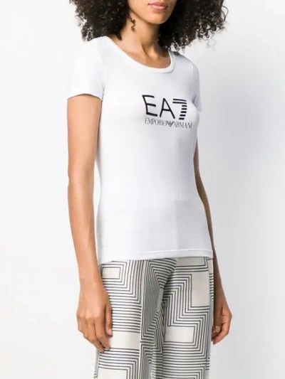 Shop Ea7 Logo Print T-shirt In 1100 White