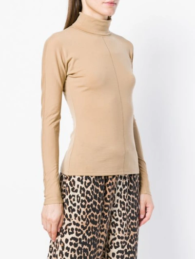 Shop Max Mara Turtle-neck Fitted Sweater - Brown