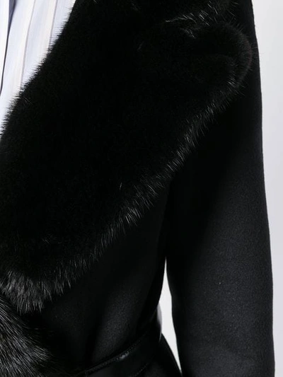 Shop Prada Fur Coat In Black