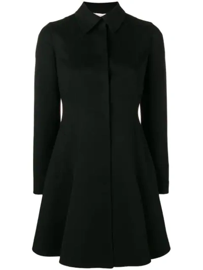 Shop Valentino Single-breasted Flared Coat In Black