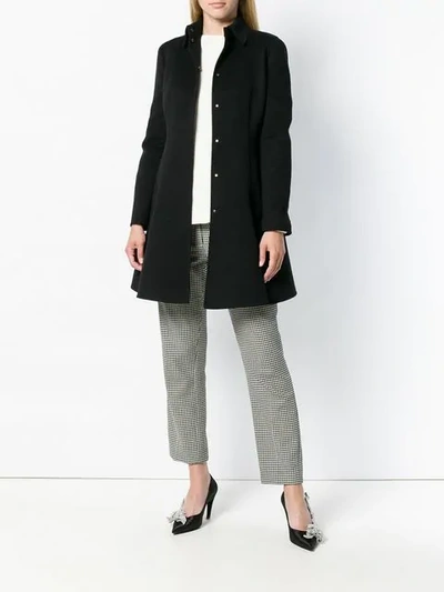 Valentino Long-sleeve Button-front Flare Wool-cashmere Coat In Black