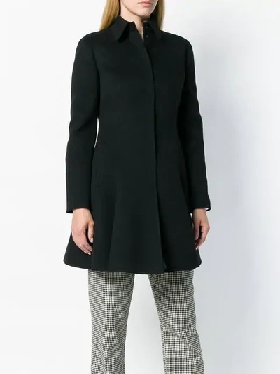 Valentino Long-sleeve Button-front Flare Wool-cashmere Coat In Black