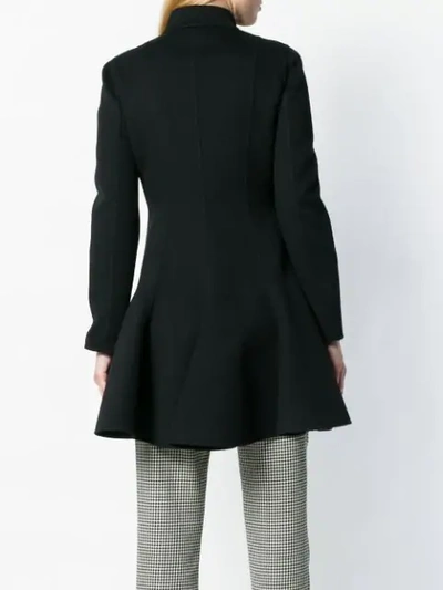 Valentino Long-sleeve Button-front Flare Wool-cashmere Coat In Black
