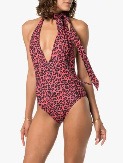 Shop Zimmermann Sculpt Leopard-print Swimsuit In Red